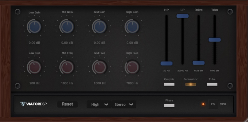 Modo Parametric de Viator DSP Multi-Q.